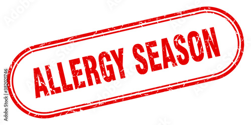allergy season stamp. rounded grunge textured sign. Label