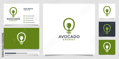 avocado idea,energy,ecology. Logo Vector and business card template.premium vector