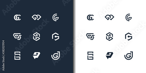 collection initial letter G logo design template. icons for business of luxury, elegant, simple. Premium Vector