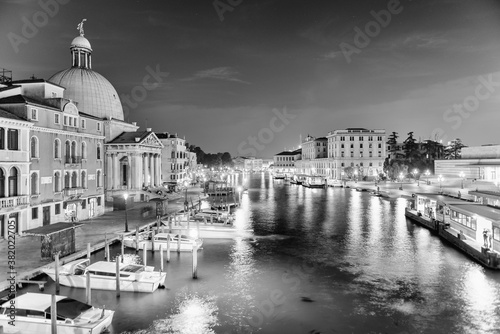 Scenic night view of the Grand Canal in Venice  Italy