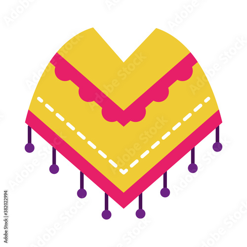 mexican poncho icon, flat style