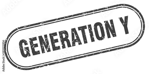 generation y stamp. rounded grunge textured sign. Label