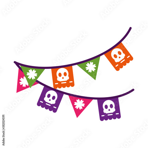 mexican pennants icon, flat style