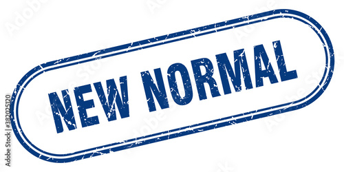 new normal stamp. rounded grunge textured sign. Label