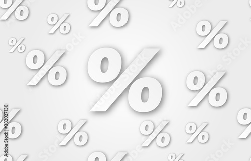 Vector image of the percent sign. Vector percent illustration seamless pattern on a white background. Layers grouped for easy editing illustration. For your design