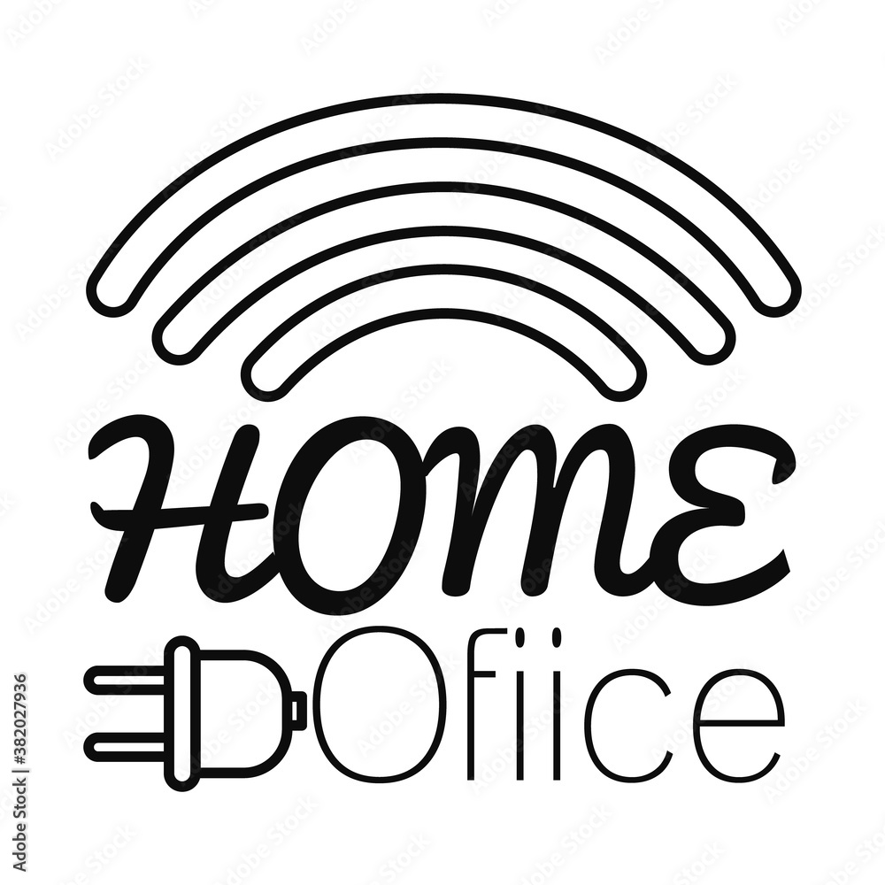 home office concept, electric plug and wifi icon, line style