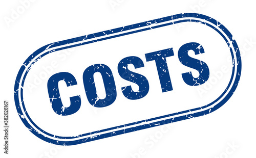 costs stamp. rounded grunge textured sign. Label