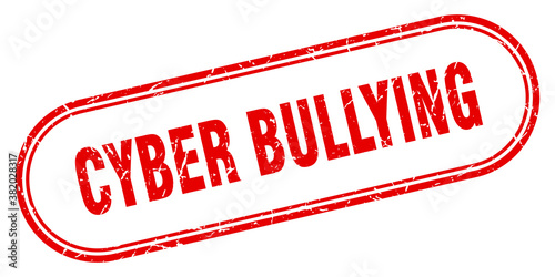 cyber bullying stamp. rounded grunge textured sign. Label