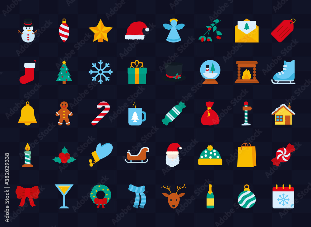 icon set of christmas, flat style