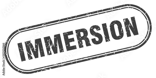 immersion stamp. rounded grunge textured sign. Label