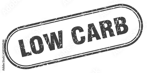 low carb stamp. rounded grunge textured sign. Label