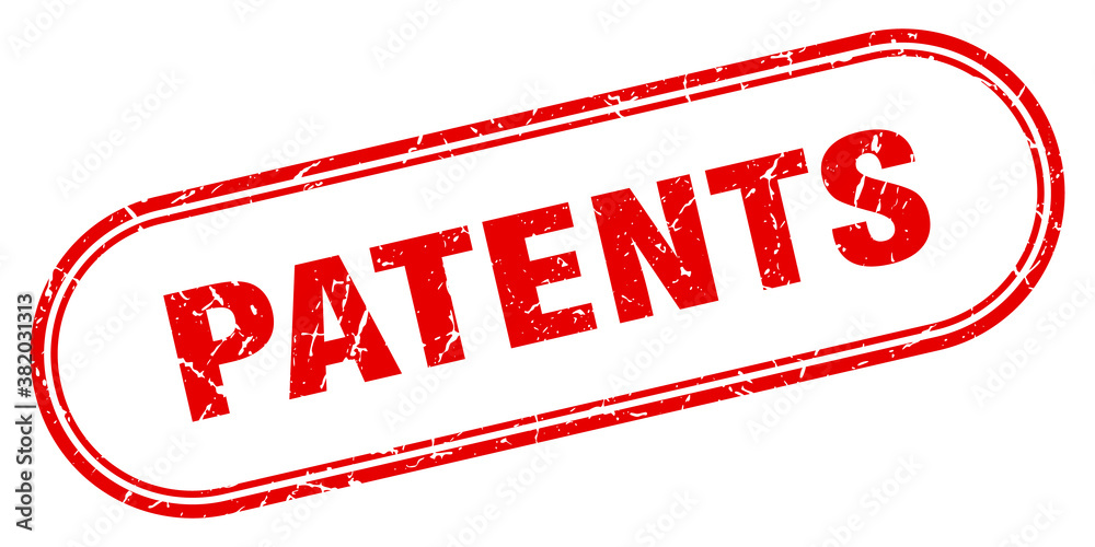 patents stamp. rounded grunge textured sign. Label