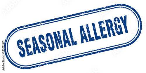 seasonal allergy stamp. rounded grunge textured sign. Label