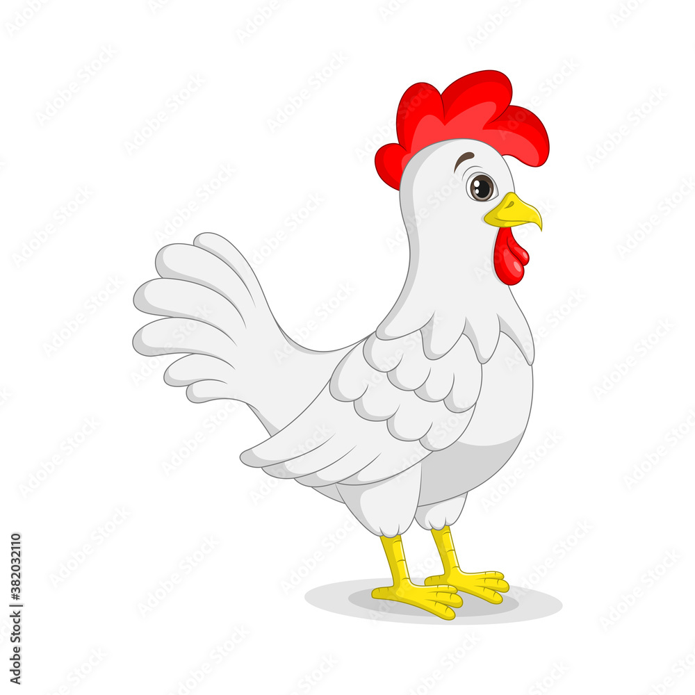 Fototapeta premium Cartoon rooster on white background