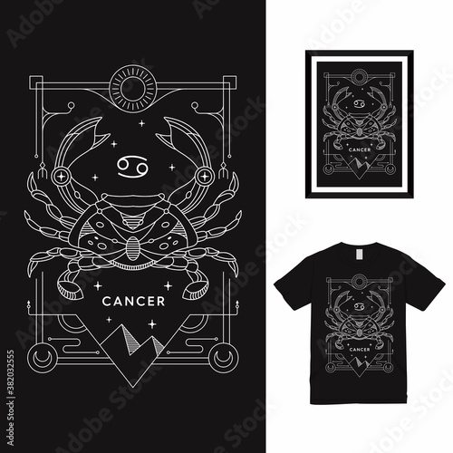 Zodiac Cancer Line Art T shirt Design