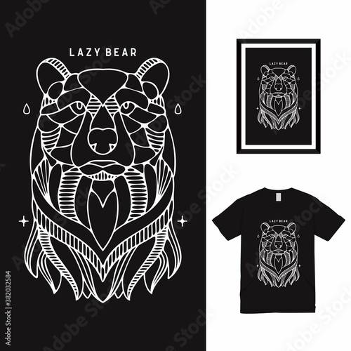 Lazy Bear Line Art T shirt Design