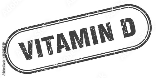 vitamin d stamp. rounded grunge textured sign. Label