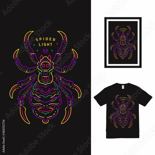 Spider Light Line Art T shirt Design