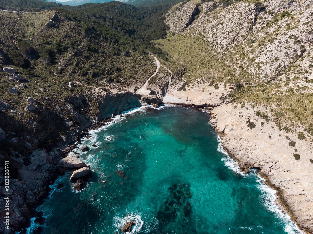 Obraz premium Aerial, Bird's eye, Drone view of Formentor, Cap de Formentor, Palma de Mallorca, Balearic Islands, Spain