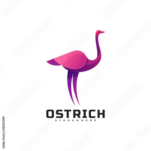 Vector Logo Illustration Ostrich Gradient Colorful Style.