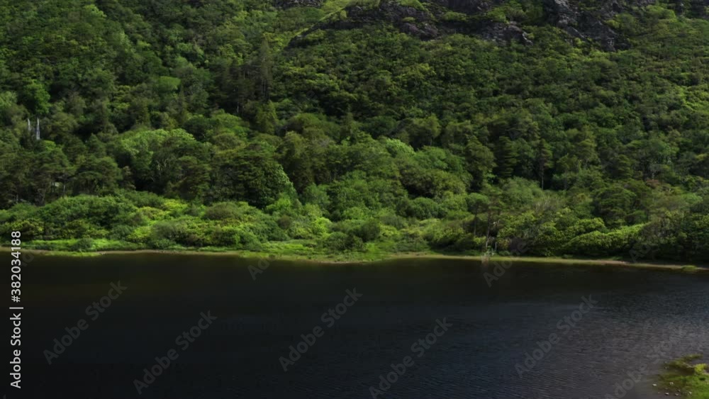 Ireland Landscape - beautiful scenic lake with lush tree background, aerial drone Ireland Landscape - beautiful scenic lake with lush tree background, aerial drone