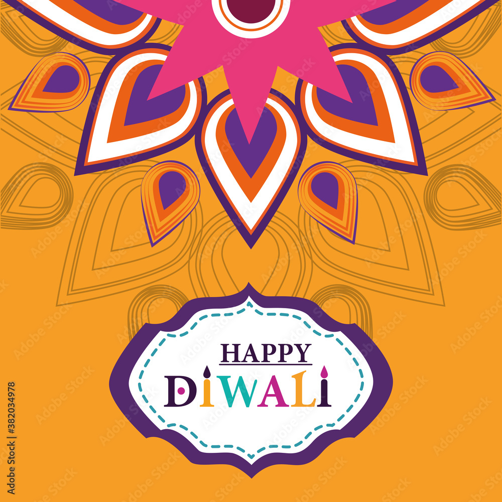 happy diwali festival, flower ornament decoration background