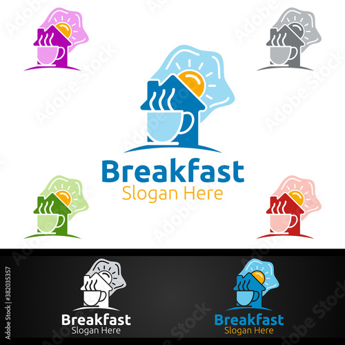 Fast Food Breakfast Delivery Service Logo for Restaurant, Cafe or Online Catering Delivery