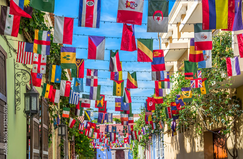 flags of all countries in the getsemani neighborhood cartagena colombia