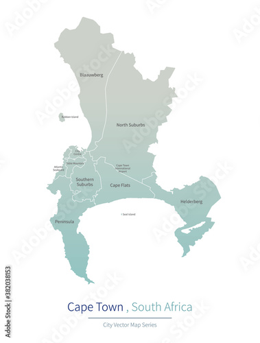 Cape Town Map. a major city in the South Africa.