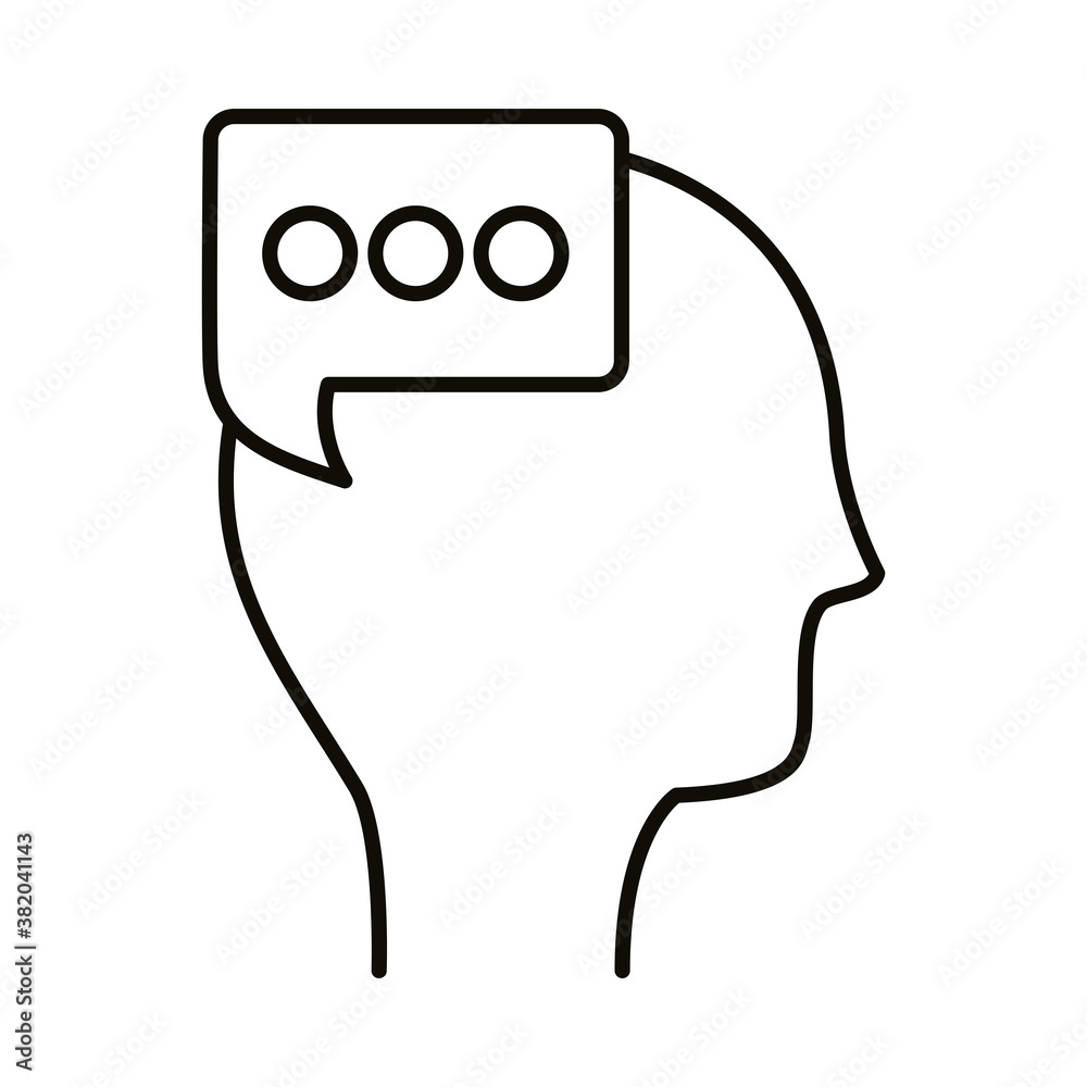 human profile with speech bubble line style icon human profile with speech bubble line style icon