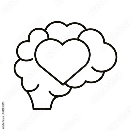 brain human with heart line style icon