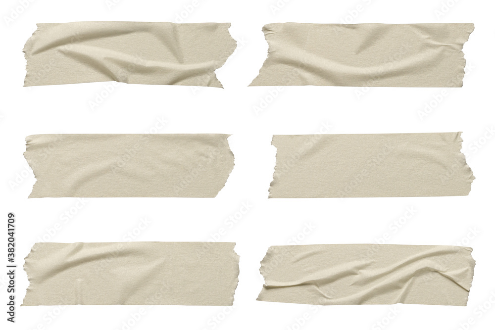 White wrinkled adhesive tape isolated on white background. White Sticky scotch tape of different sizes. White wrinkled adhesive tape isolated on white background. White Sticky scotch tape of different sizes.