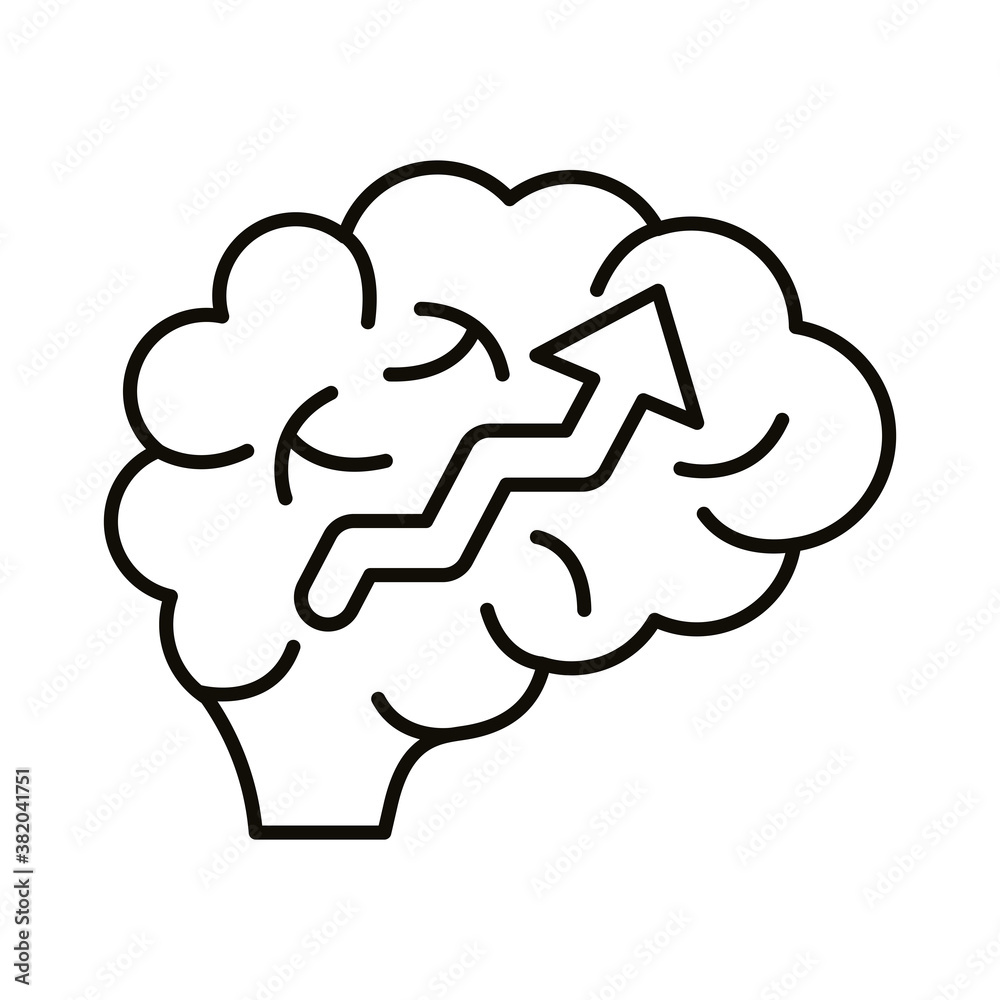 brain human with arrow up line style icon brain human with arrow up line style icon