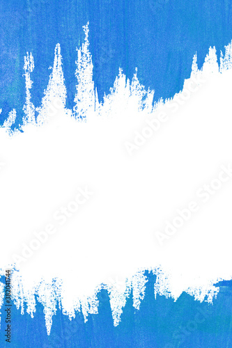 Blue acrylic paint texture on white paper background