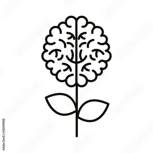 brain human with flower line style icon photo