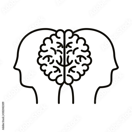 profiles with brain human line style icon