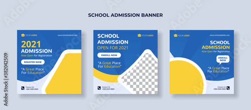 School admission banner for social media post template
