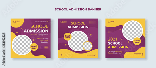 School admission social media post template. Suitable for junior and senior high school promotion banner