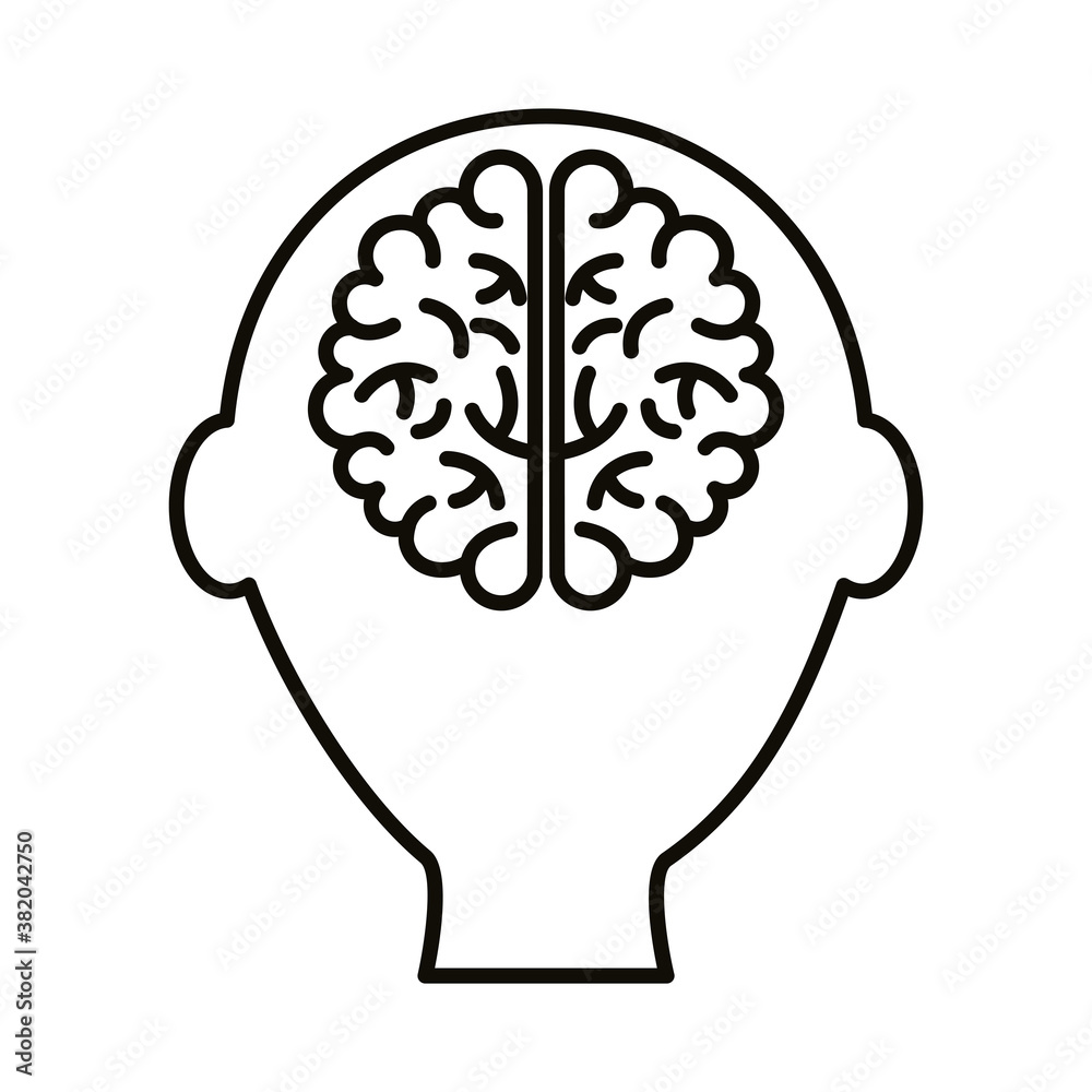 profile with brain human line style icon profile with brain human line style icon