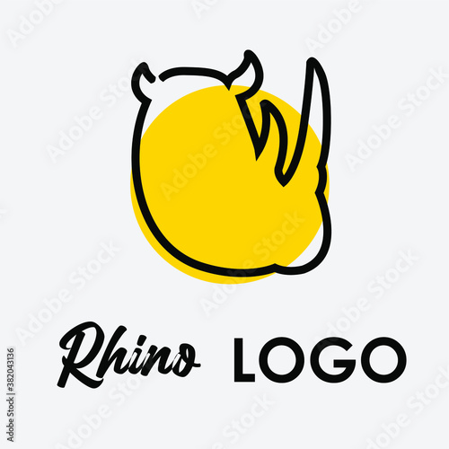 Simple Rhino Head logo concept. line art Rhino head