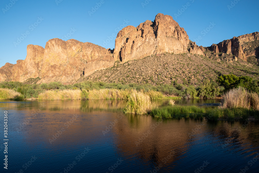 The Bulldog Mountains over the Salt River at sunset