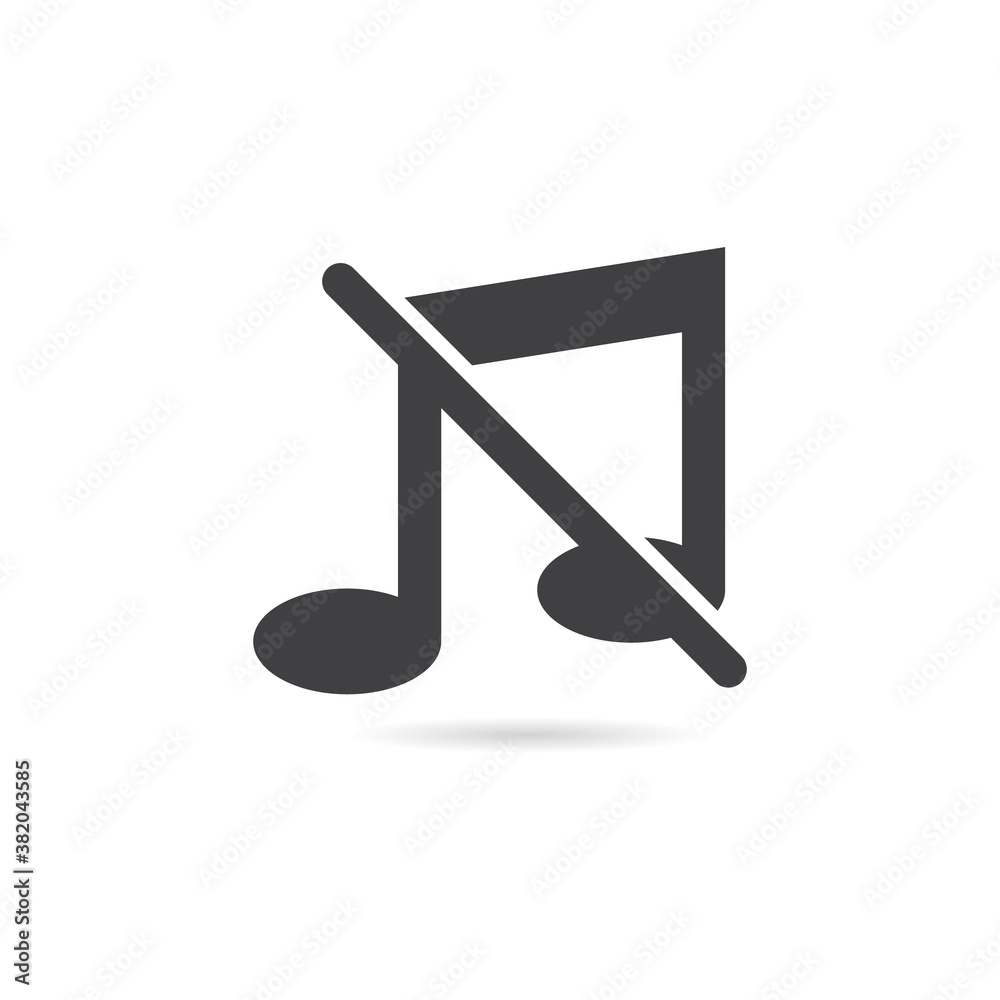 Vector Isolated No Music Icon Vector Isolated No Music Icon