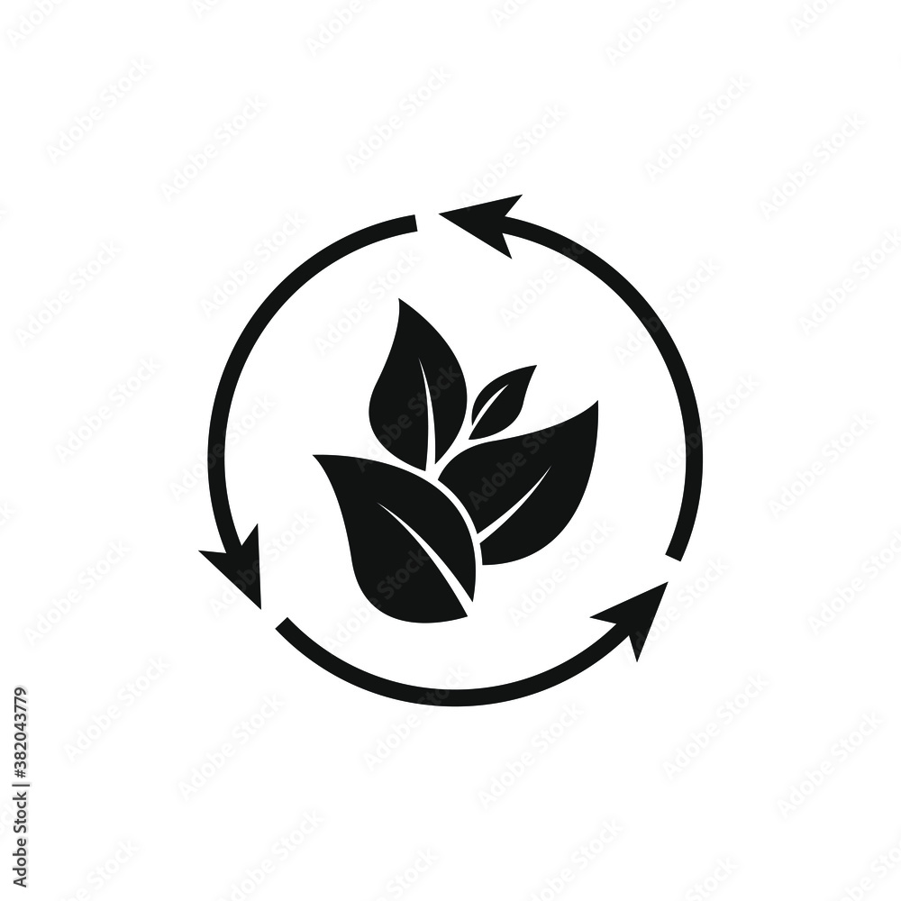 Organic recycle icon. Eco friendly reuse symbol concept isolated on white background. Vector illustration