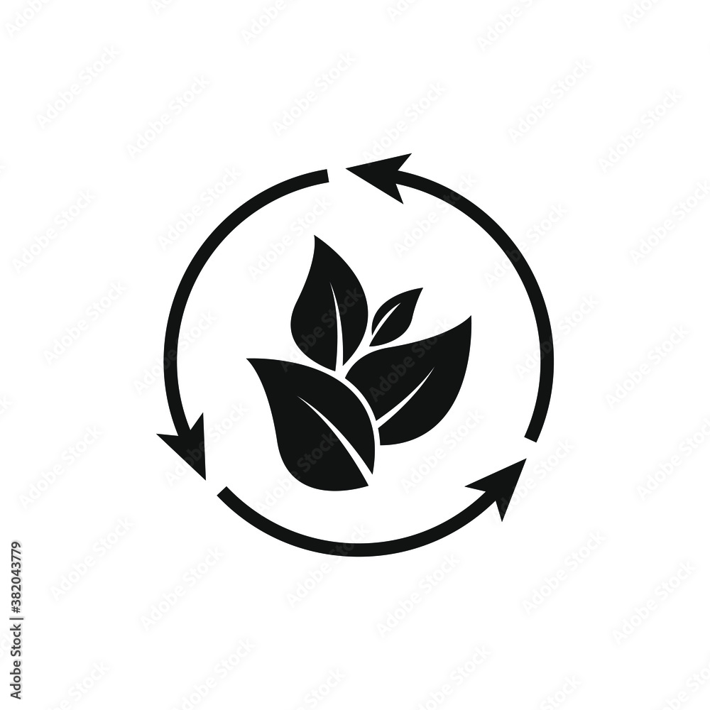 Organic recycle icon. Eco friendly reuse symbol concept isolated on white background. Vector illustration Organic recycle icon. Eco friendly reuse symbol concept isolated on white background. Vector illustration