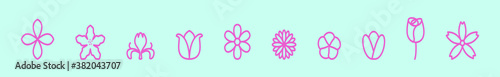 set of flower design template with various models for logo, clip art and more. vector illustration isolated on blue background