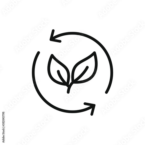 Organic recycle icon. Eco friendly reuse symbol concept isolated on white background. Vector illustration