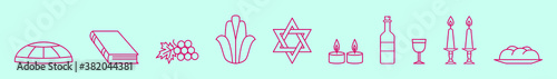 set of shabbat symbol cartoon icon design template with various models. vector illustration isolated on blue background