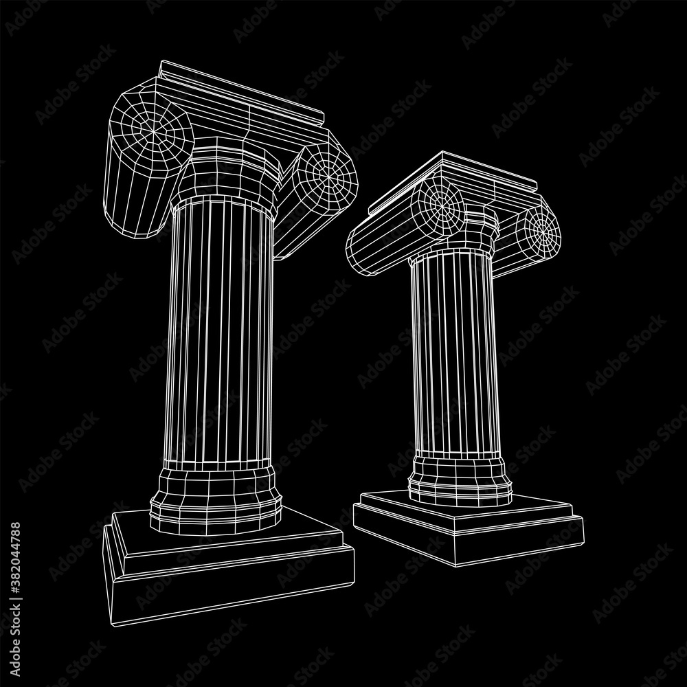 Greek ionic column. Ancient pillars. Greek ionic column. Ancient pillars.