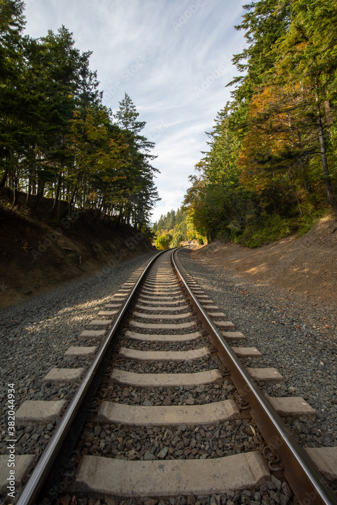 American railroad tracks at Bellingham Bay Washington State