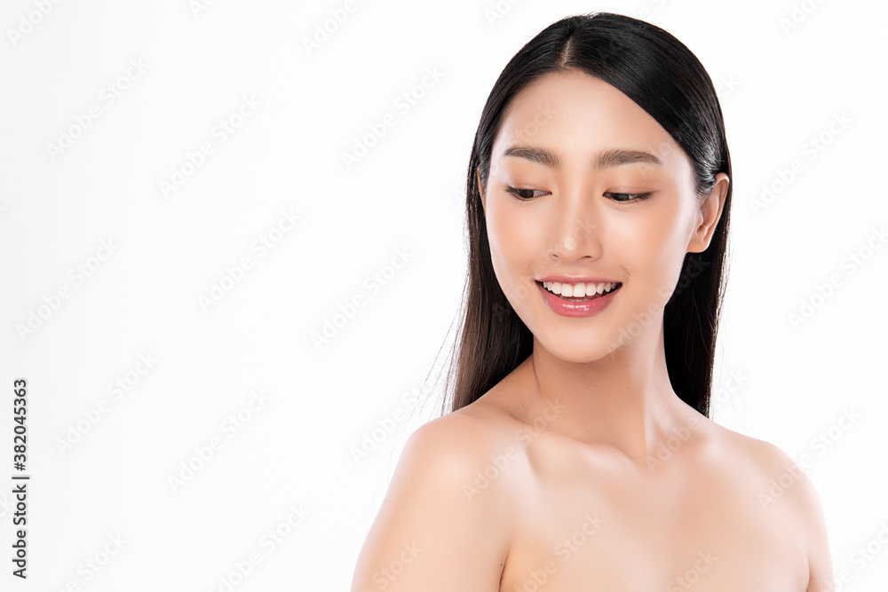 Beautiful young asian woman with clean fresh skin on white background, Face care, Facial treatment, Cosmetology, beauty and spa, Asian women portrait Beautiful young asian woman with clean fresh skin on white background, Face care, Facial treatment, Cosmetology, beauty and spa, Asian women portrait